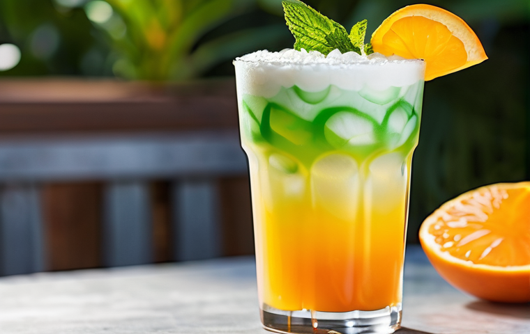 퓨전 패스트푸드 음료 메뉴 - Tropical Tango Swirl: A Multi-Sensory Blended Drink**
"A vibrant, frosty 'Tropical Tango Swirl' blen...