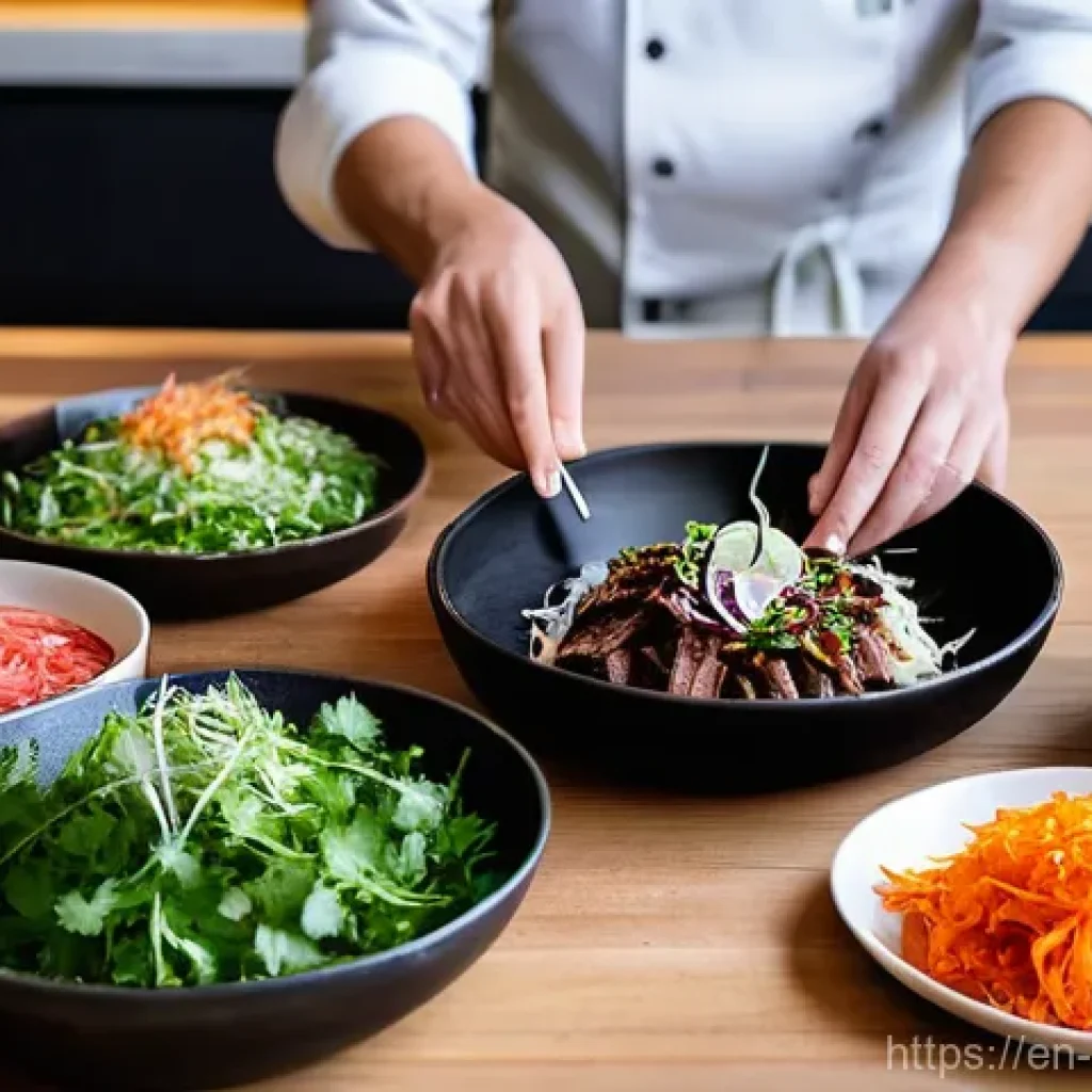 퓨전 타코 DIY 패키지 - **"Culinary Adventure Unboxed"**
    A high-angle, close-up shot on a clean, modern kitchen counter....
