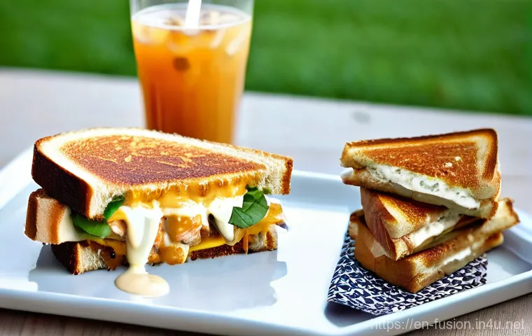 퓨전 샌드위치와 음료 페어링 - **Gourmet Korean BBQ Bulgogi Cheesesteak with Yuzu Lemonade:**
    A visually stunning, high-definit...