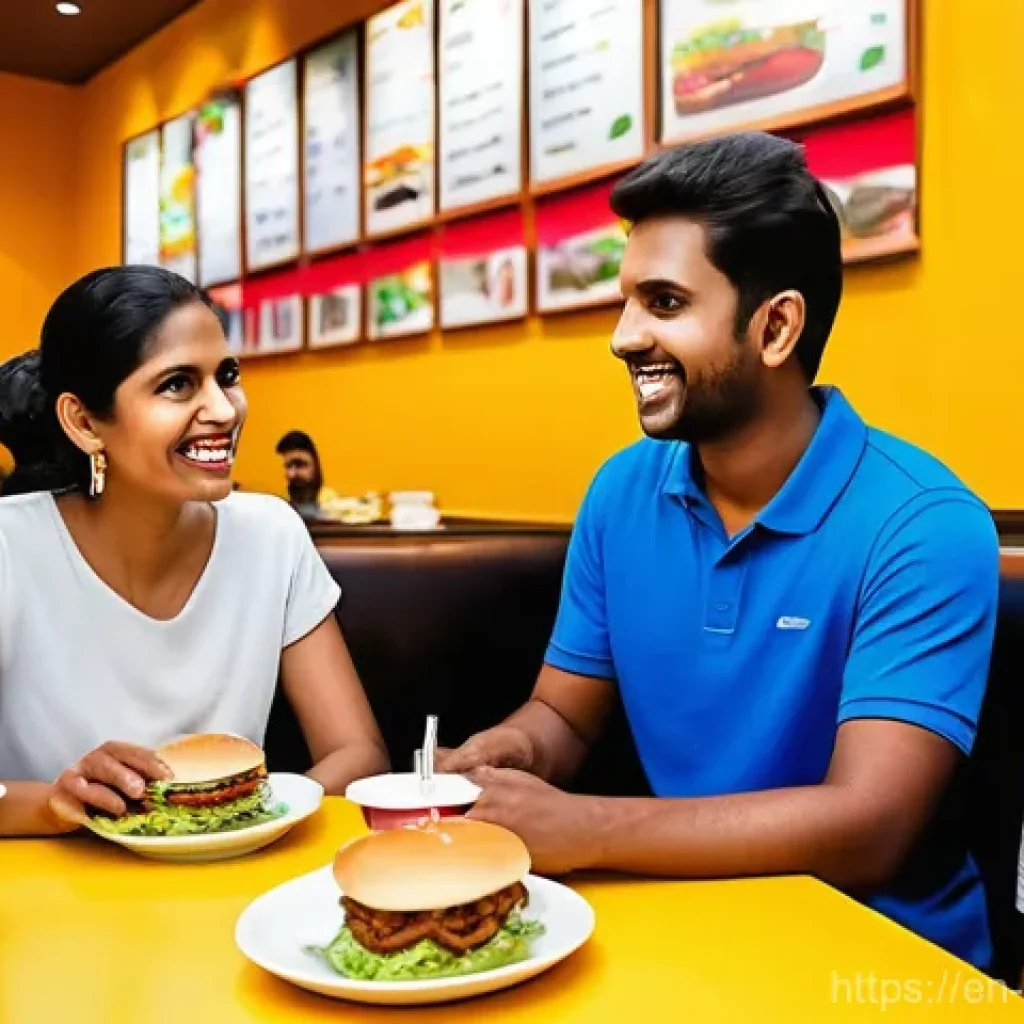 퓨전 패스트푸드 현지화 메뉴 - **Image Prompt 1: "The Heart of India's McDonald's"**
A vibrant and bustling McDonald's restaur...