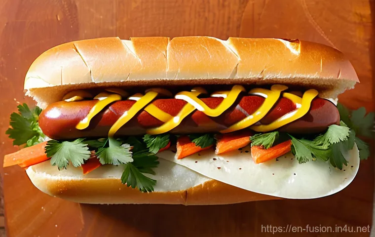 퓨전 핫도그의 브랜드별 리뷰 - **Festive Mexican Street Corn (Elotes) Hot Dog.**
    A dynamic, eye-level shot of a juicy, grilled ...