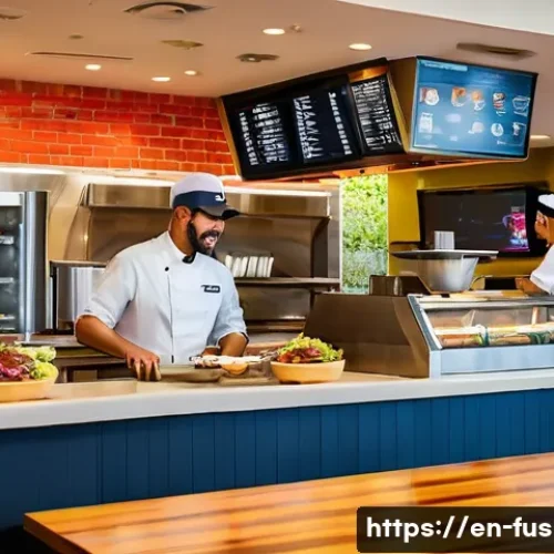 Home 27 퓨전 패스트푸드의 프랜차이즈 팁 - **Vibrant Fusion Fast-Food Restaurant Interior with Diverse Customers**
A wide shot capturing th...